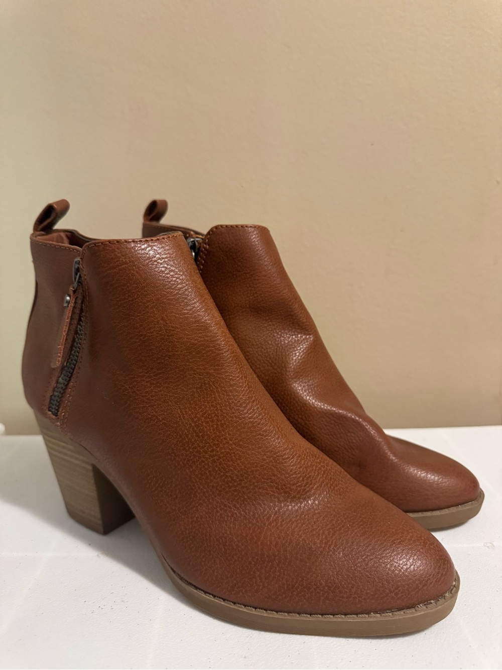 Universal Thread Jameson Double Zipper Western Brown Ankle Boots